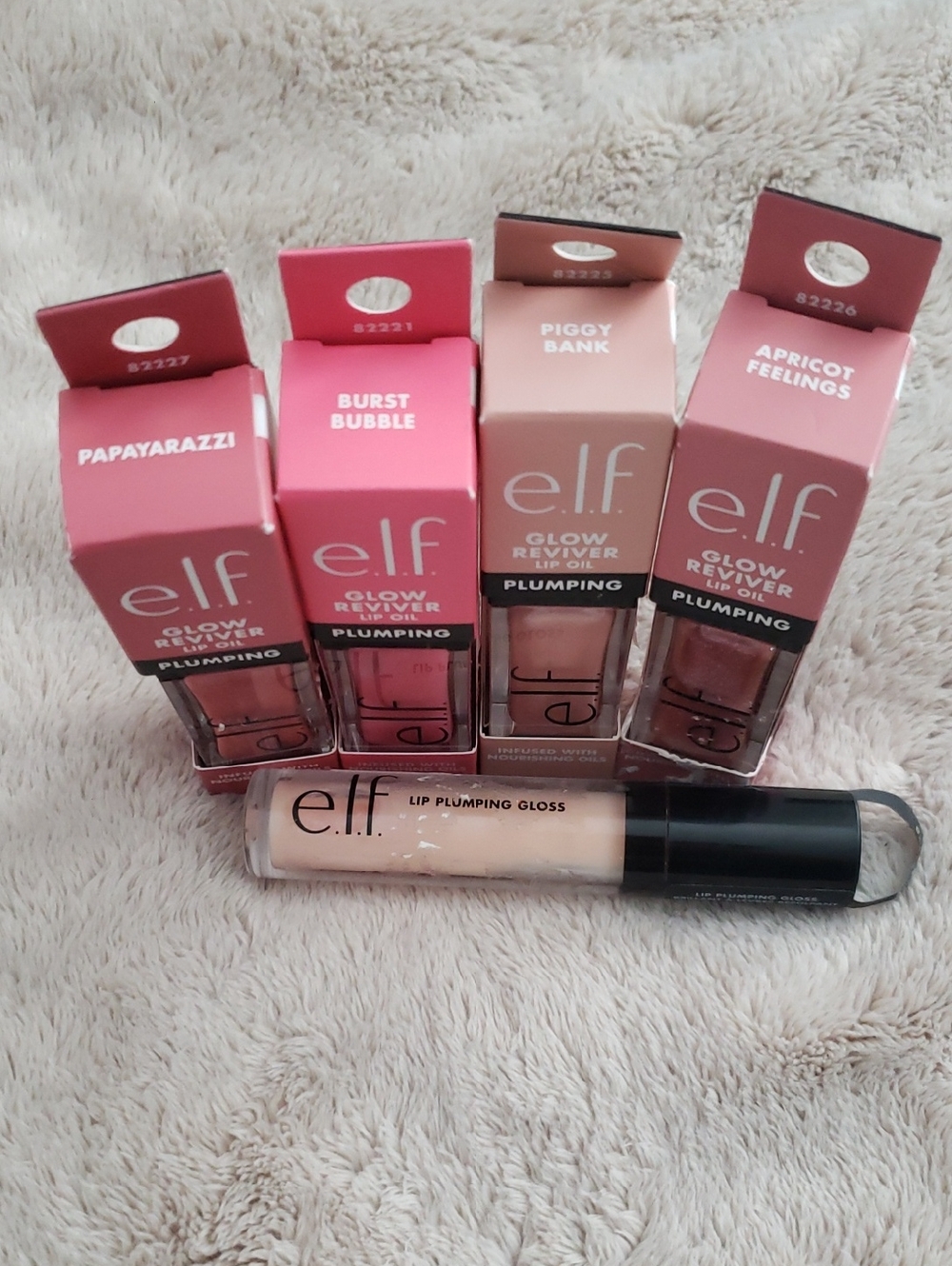 E.L.F. 5 Lot Glow Reviver Plumping Lip Oil - Shimming Pink and Nude Shades NEW!! - Picture 2 of 6